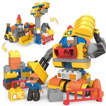 

63pcs City Engineering Bulldozer Robot Building Blocks Toys Technic Car Truck Excavator Bricks Construction Toys For Children