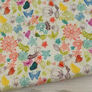 

WF061 - PVC coated waterproof fabric - Flower, Leaf and butterfly on Yellow bakcground