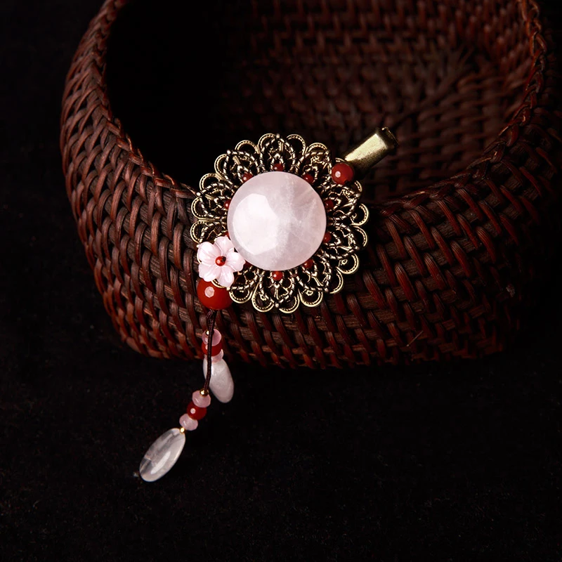 vintage classical Natural jade pink beaded up do small bun hairclip Hair accessories Headwear kimono hanfu cheongsam Accessories