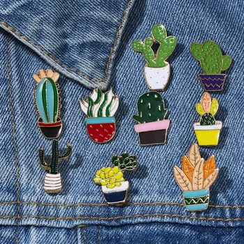 

Enamel Cartoon Cactus Potted Oil Badge Small Brooch for Women Colorful Bag Clothes Lapel Pin Brooch Decoration Jewelry Gifts