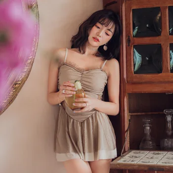 

High Waist Swimsuit One-Piece Swimsuits One Piece Push Up Beachwear Swimming Suit For Women 2019 With Skirt Style Split Bikini