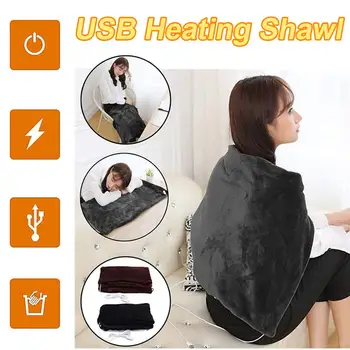 

Heating Shawl USB Electric Warming Heating Blanket Pad Shoulder Neck Mobile Heating Shawl Soft 5V 4W Winter Warm Electric Blank