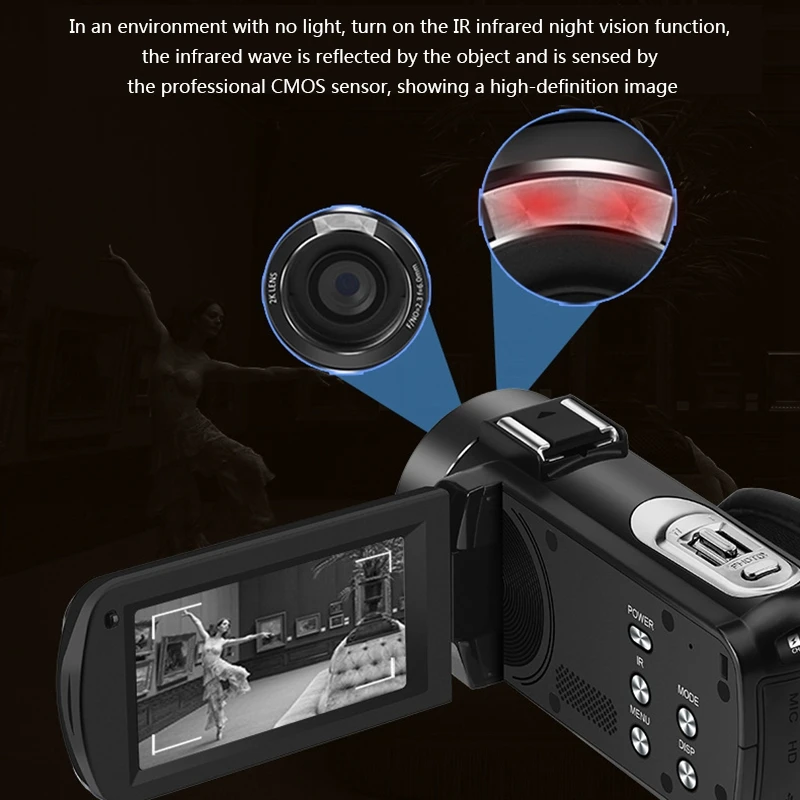 ORDRO Z63 2K Ultra HD Digital Camera WIFI Camera Anti-Shake IR Infrared Night Vision 8 Million Pixel HD Press Sn