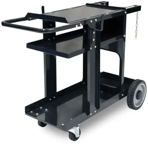 

MIG TIG ARC MMA Welder Plasma Cutter Welding Durable Cart with 350 Lbs Weight Capacity 3 Shelves Cable and Gas Bottle Storage