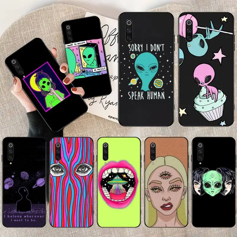 

HPCHCJHM Aesthetics Cute Cartoon alien space Phone Case Capa for Xiaomi Mi10 10Pro 10 lite Mi9 9SE 8SE Pocophone F1 Mi8 Lite