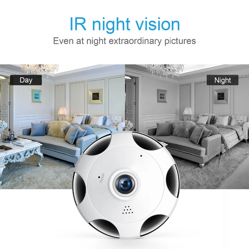  1536P 3.0MP Camera WiFi IP Camera Wireless 360 Degree Fisheye Camera Surveillance Night Vision Secu - 33036697174