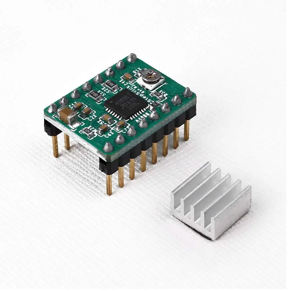 A4988 Green 100 шт. детали 3D-принтера Reprap A4988 DRV8825 модуль драйвера шагового двигателя с радиатором Stepstick DRV8825 совместимый StepStick - Цвет: A4988 Green