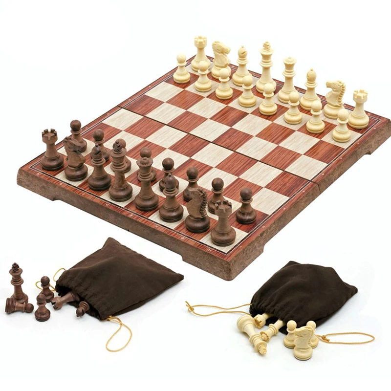 3 Size Magnetic Chess Set With Chessboard Folding Board Game For Kids Adults Portable Travel Toys 32 Wooden Pieces | Спорт и