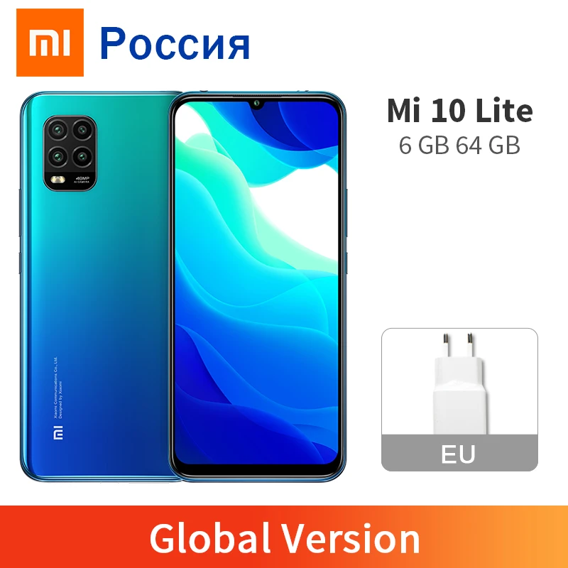 Глобальная версия сотового телефона Xiaomi Mi 10 Lite 6 ГБ ОЗУ 64 Гб ПЗУ Восьмиядерный