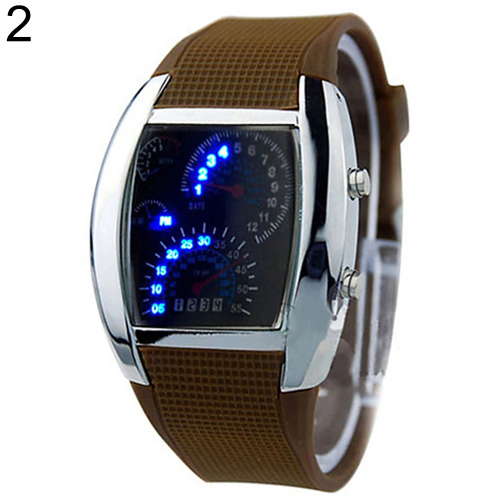 Cool Rubber Band RPM Speedometer Car Turbo Style Digital LED Wrist Watch Gift reloj digital mujer relogio Mas-culino Fashion Men