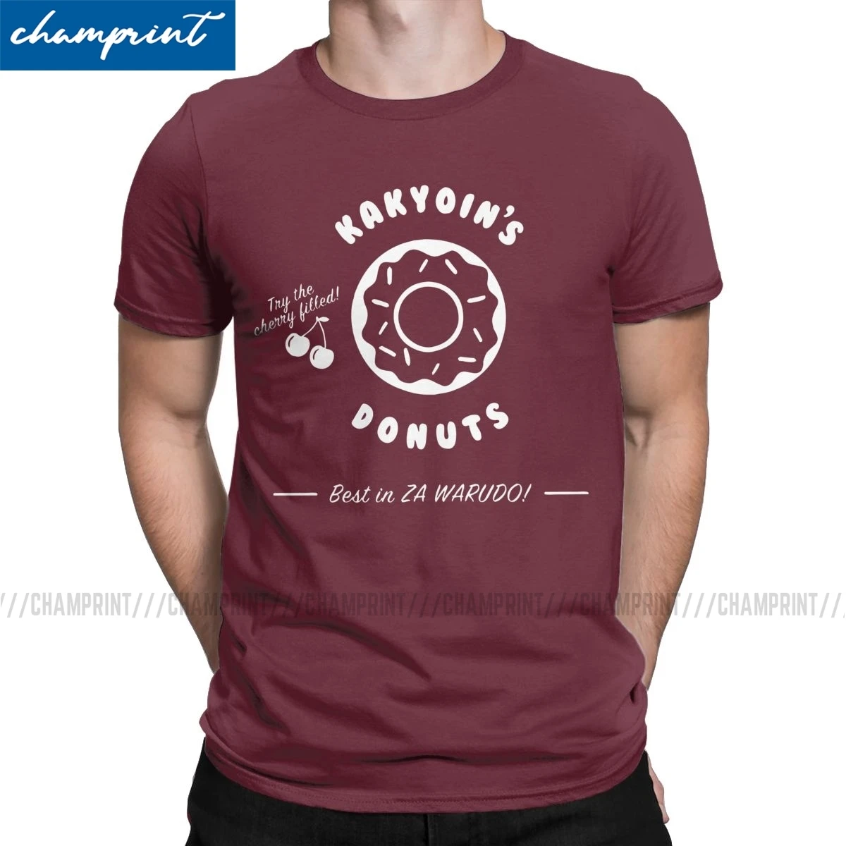 Kakyoin's Donuts T Shirt Men Novelty T-Shirts Round Collar Jojos Bizarre Adventure Anime Jjba Manga Tees Short Sleeve Clothes | Мужская
