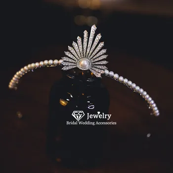 

CC Hairbands Headband Wedding Hair Accessories for Women Bride Hoop Pearl Crown Tiara Girls Headpiece Jewelry Party Gift AN07