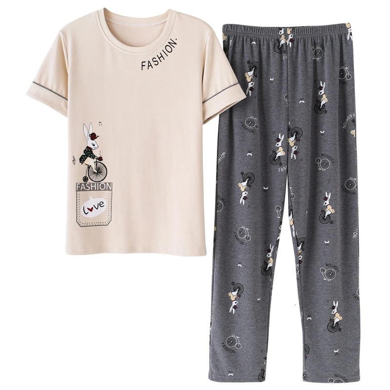 BZEL, летний милый комплект пижамы с героями мультфильмов, Женская M-2XL ночная рубашка, удобная женская одежда для сна, хлопковая Домашняя одежда, одежда для отдыха, 2 шт