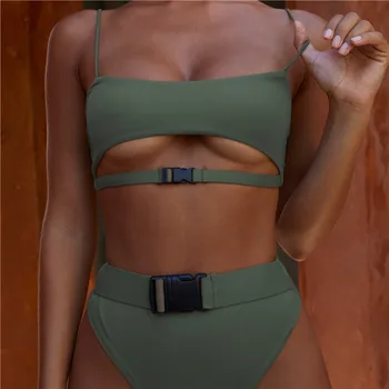 

2020 Europe And The United States New Sexy High Waist Buckle Bikini Explosion Models Ladies Split Swimsuit SP042 1