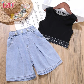 

Girls Clothing Sets 2020 Summer Toddler Girls Clothes Jazz Vest+Jeans Shorts 2pcs Outfits Kids Sport Suit Children Clothing