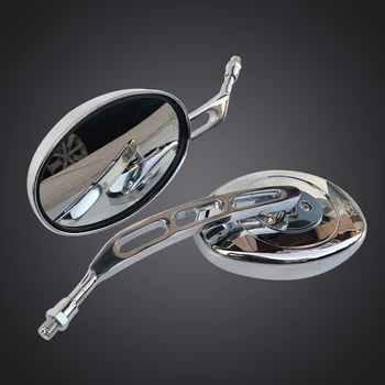 

Motorcycle Oval Chrome Rearview Mirrors Universal Motorbike Side Mirror FOR Suzuki burgman 400 bandit 400 650 1200 dl 650