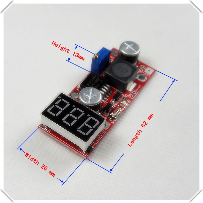 LM2596 DC-DC Adjustable Step-Down Power Supply Module buck converter LED display Voltmeter/ Button Switch [5 piece/lot]