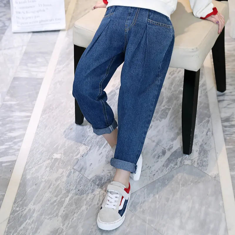 Girls Solid Color Jeans Harem Pants New Style Children Big Boy Spring And Autumn Korean-style Fashion Pants
