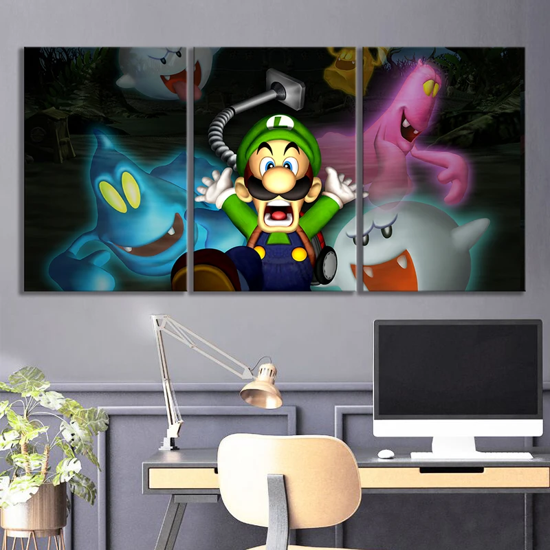 Аниме видео игры Искусство Марио Bros картины Настенные Luigis Mansion 3 игра ужасов художественный плакат на холсте картины стены искусства