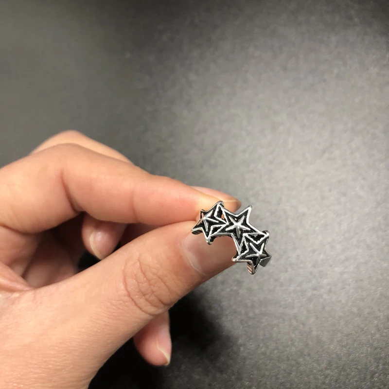 

100% 925 Sterling Silver Retro Three Star Punk Ring Ladies Finger Rings Jewelry Women Promotion Birthday Gift 2020 New Arrival