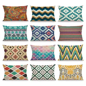

30x50cm Stripe Grid Wave Geometric Cushion Cover Flower Printed Pillow Case Sofa Decorative Throw Pillow Cover for Home Bedroom