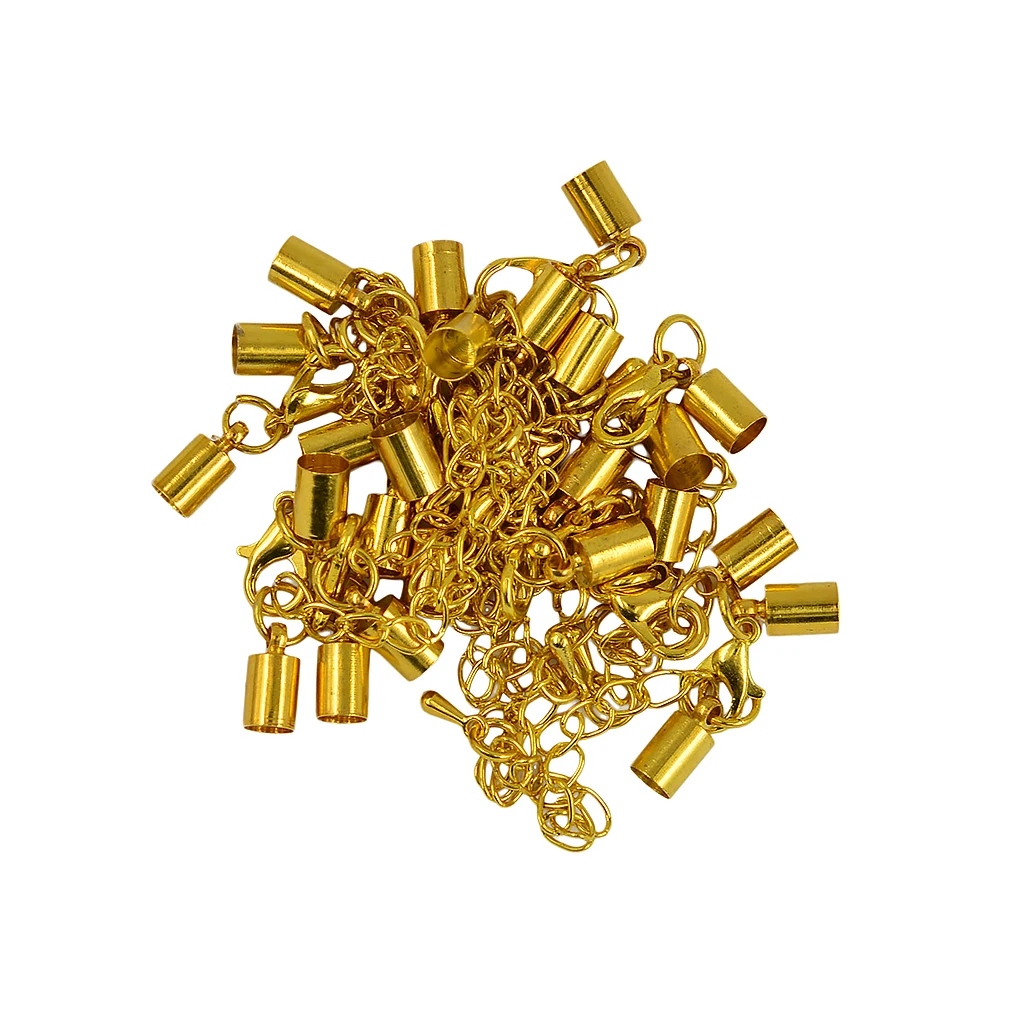 12 Set Necklace Bracelet Jewelry Finding Tube End Extender Chain Lobster Clasp