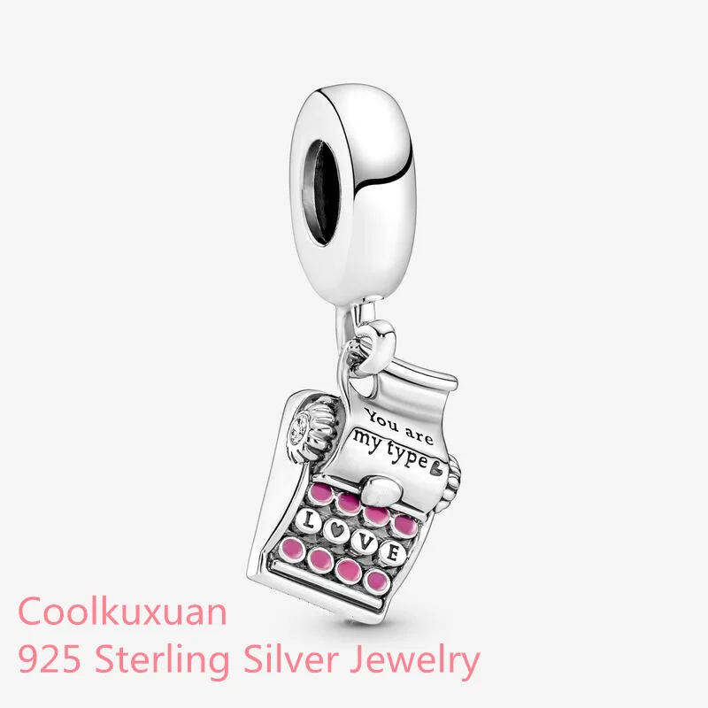 

2022 Valentine's Day 925 Sterling Silver Typewriter Dangle Charm beads Fits Original Pandora bracelets Jewelry Making