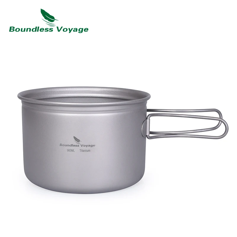 Camping Titanium Cookware Set 1000ml 750ml Pot Pan Spoon Set For