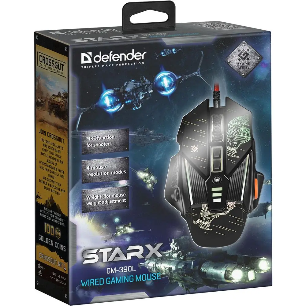 Компьютерная мышь Defender sTarx GM-390L оптика,8кнопок,грузики,3200dpi