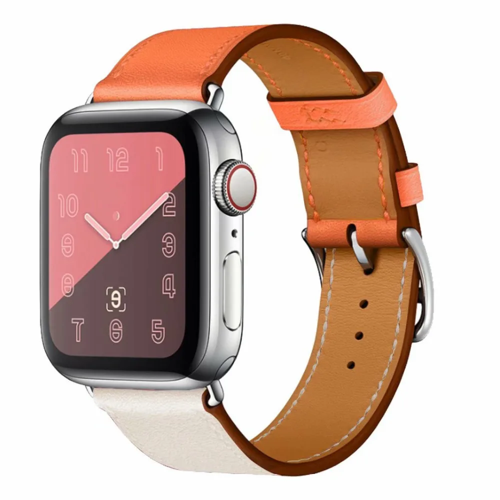 Новейший цветной кожаный ремешок для часов iWatch5 4 3 2 1, ремешок для часов Apple Watch 42 мм, 38 мм, 40 мм, 44 мм, ремешок для браслета