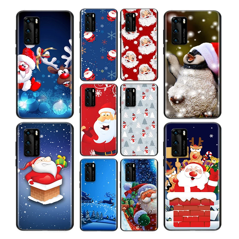 Чехол для телефона Huawei P40 P30 P20 P50 Pro Plus P10 P9 P8 Lite 2019 2017 RU E Mini Fun Рождественский черный
