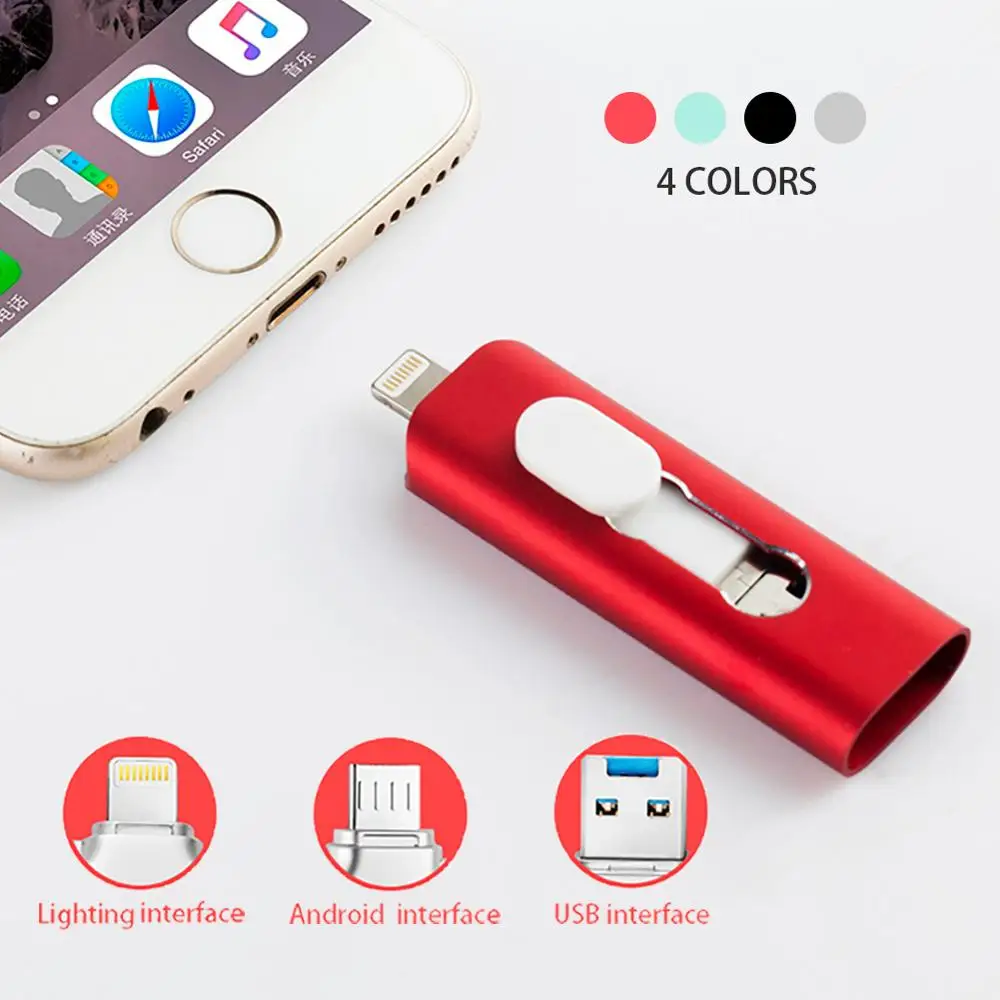 usb флешка iPhone OTG USB флешки 3 0 iPAD Android Lightning Смартфон палка 8 ГБ 16 32 128 юсб 64 гб|USB