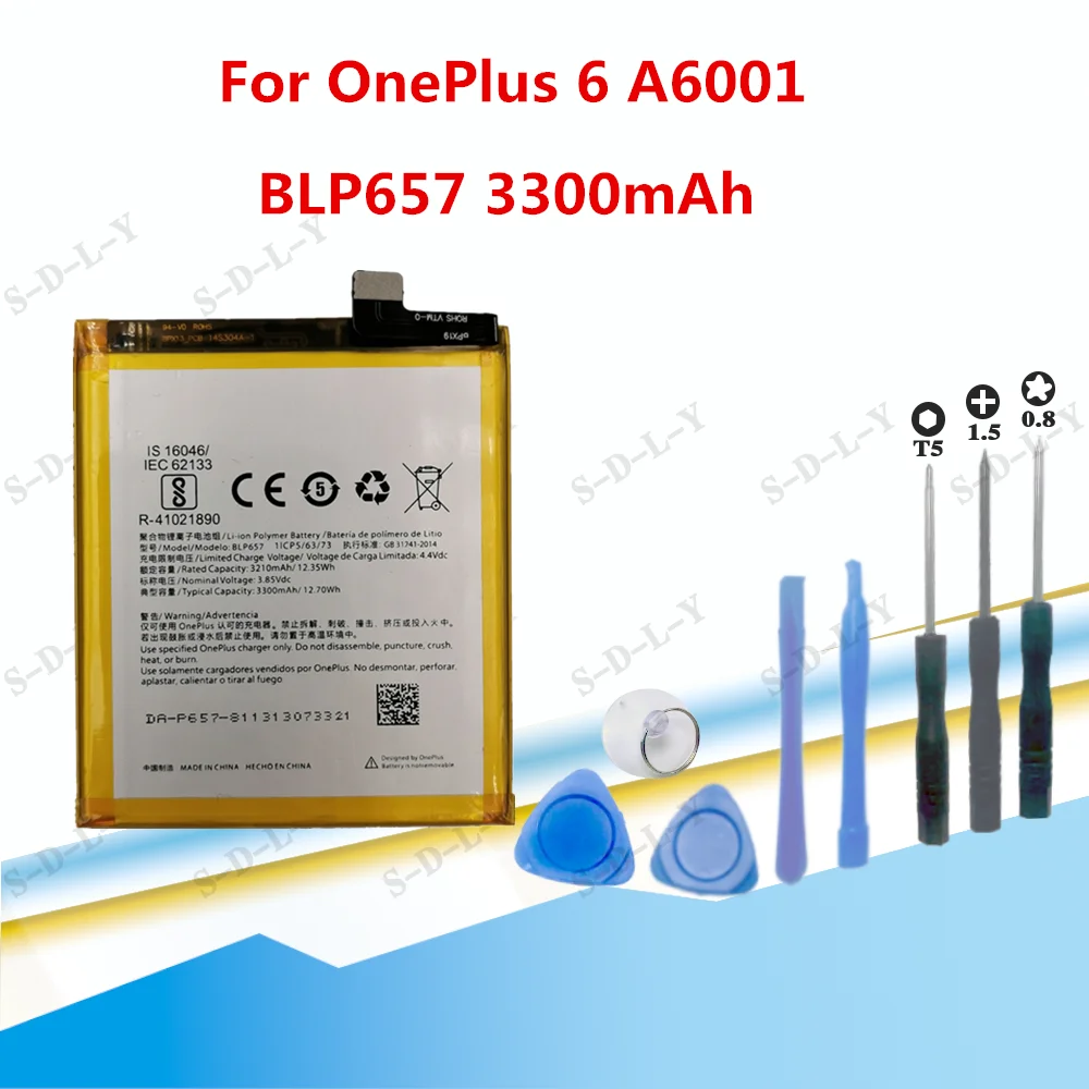 Оригинальный аккумулятор BLP657 3300 мАч для телефона OnePlus 6 A6001 высококачественные