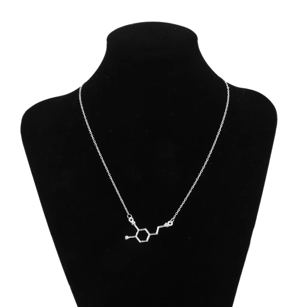 

Alloy Long Necklace Dopamine Molecule Statement Pendant Necklace Chemistry Biochemistry Silver Fashion Jewelry Decoration