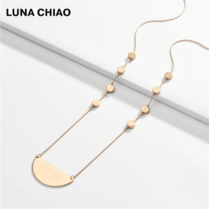 LUNA CHIAO, новинка, стильные женские ювелирные изделия, длинное ожерелье, полукруглые металлические подвесные ожерелья