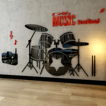 

New arrival Shelf drum 3d Acrylic Wall Sticker Children's room Music and dance classroom Background wall decoration