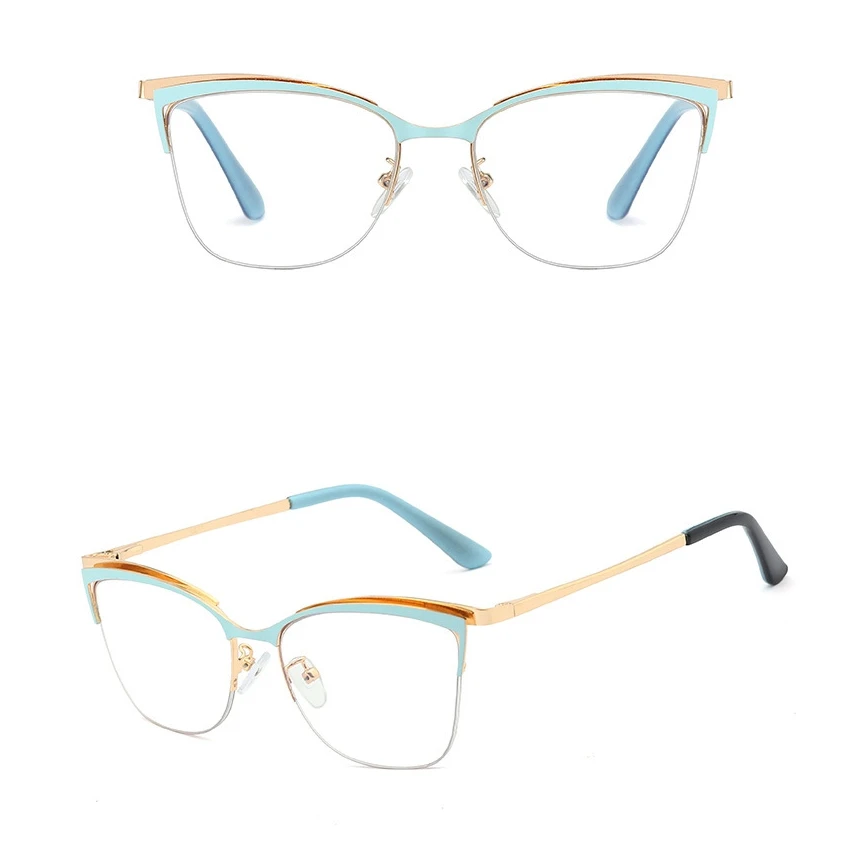 48282 Half Frame Cat Eye Anti Blue Light Optical Glasses Frames Women Fashion Computer Eyeglasses blue light filter glasses