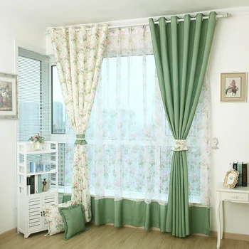 

Korean Pastoral Style Broken-flowers-pattern Half Shading Curtains for Living Room and Bedroom.Home Decoration Accessories