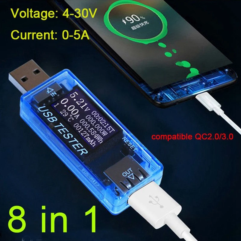 Топ! 8 в 1 USB монитор метр цифровой ЖК детектор тестер емкость напряжение тока