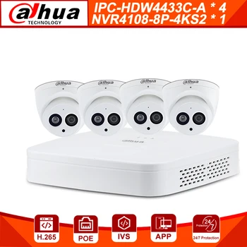 

Dahua 4MP 8+4 Security CCTV Camera Kit With NVR4108-8P-4KS2 IP Camera IPC-HDBW4433C-A P2P Surveillance System Easy To Install