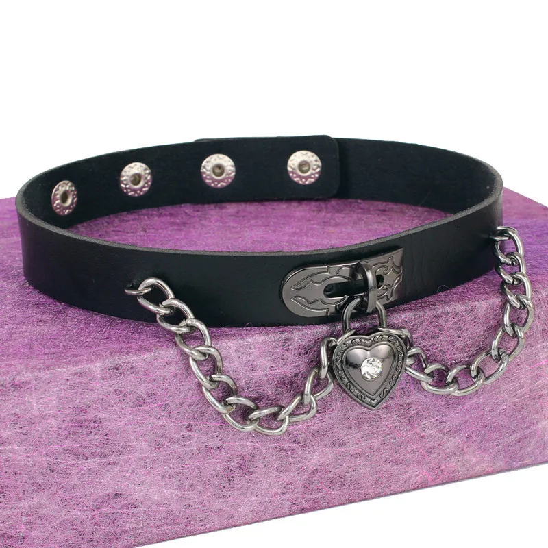 Hots Heart Dangle Pendant Chain Punk Goth Leather Necklace Collar Choker Sale 