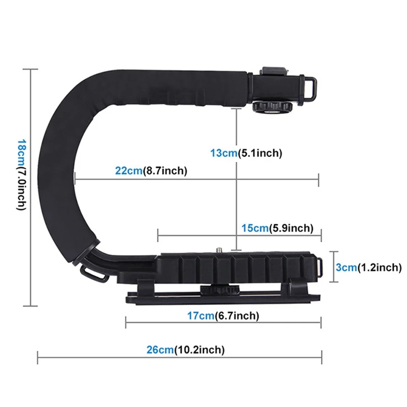 FFYY-Puluz U/C Shape Portable Handheld Dv Bracket Stabilizer +Video Microphone Kit With Cold Shoe Tripod Head For All Slr Camera