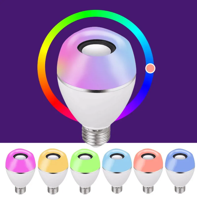 Круглый беспроводной Bluetooth светодиодный светильник лампа динамик RGB E26 базовый цвет изменение один-ко-много Подключение без пульта дистанционного управления