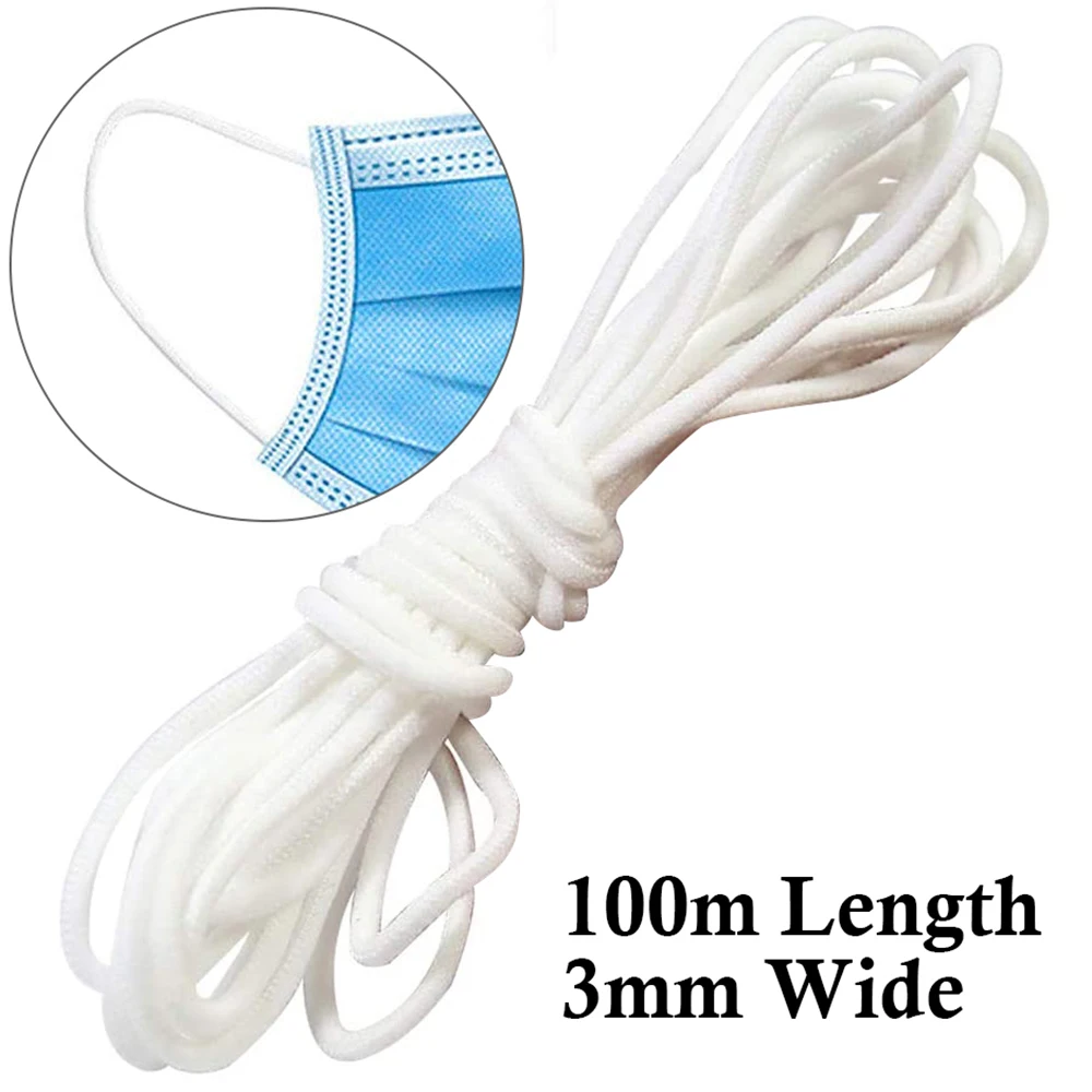 Mask Elastic Rope 10//100M DIY Braided Elastic Rope Rubber Band Tape