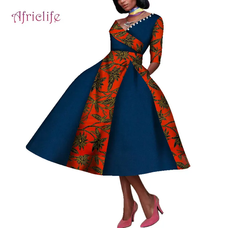 Африканский принт платья для женщин дизайн африканская Женская юбка с жемчугом WY4515 - Цвет: 6