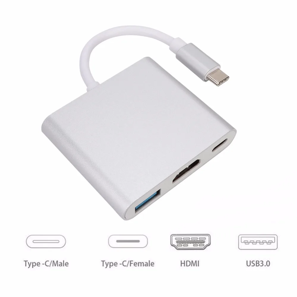 Мини-адаптер с разъемами типа C на HDMI+ PD для зарядки питания и USB3.0 для игровой консоли