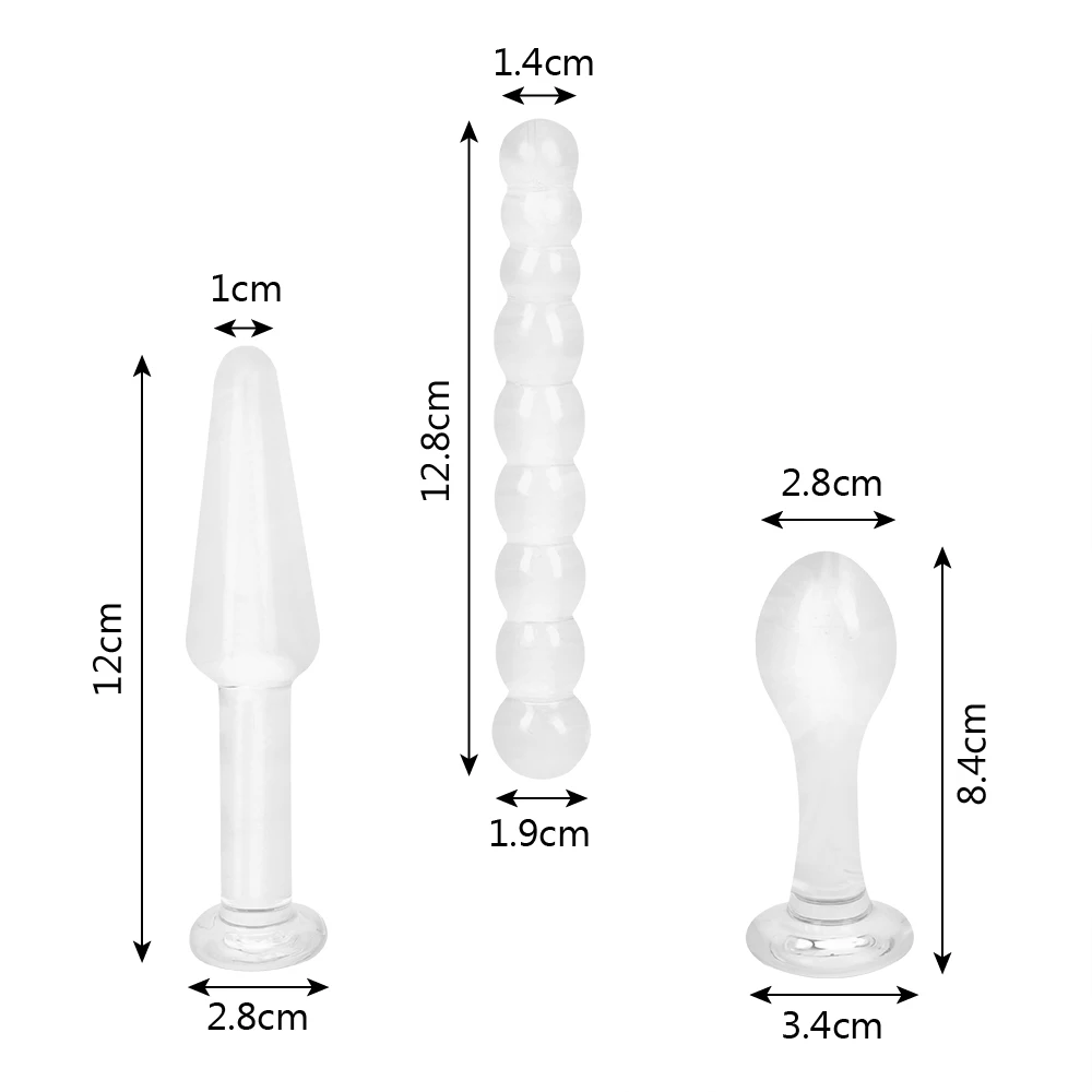 IKOKY 3 pezzi di spina anale in vetro di cristallo dildo massaggiatore della prostata perline trasparenti stimolazione del sedere giocattoli sessuali per donne uomini_voghion.com