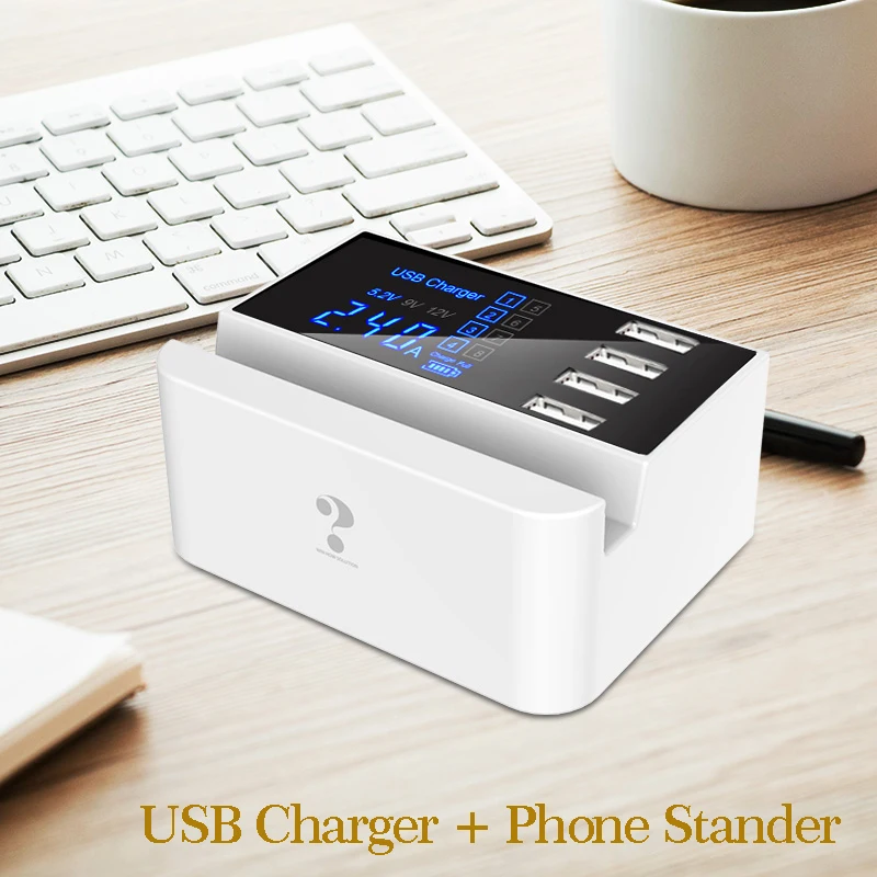 

Phone Stander 4 port USB Charger Fast Charging Station Hub Smart Desktop Power Socket Adapter for Phone Tablet Xiaomi Samsung S9