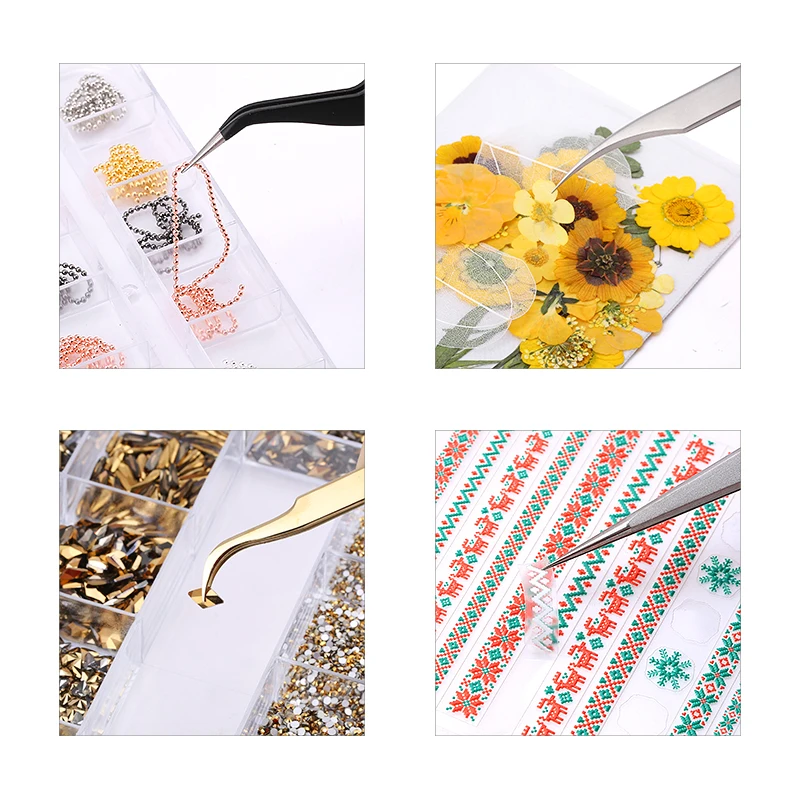 Stainless Steel Tweezers Nail Styling Fixed Clip Manicure Nail Art Tools Nail Extension Shaping Tweezer Acrylic UV Gel Curve 3