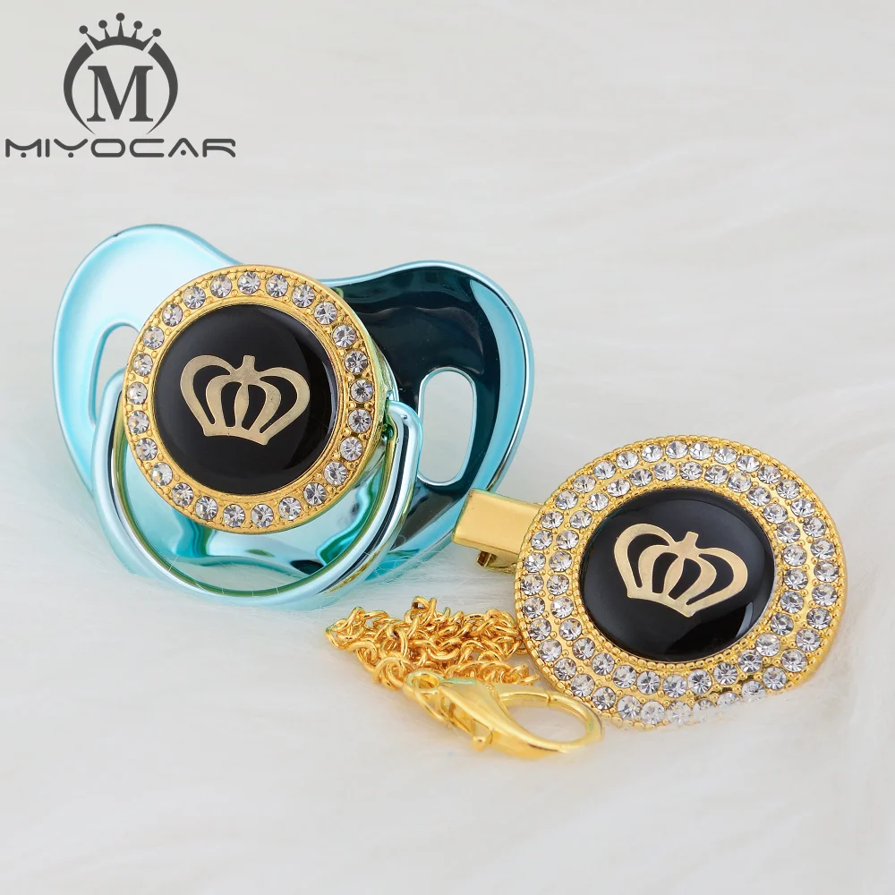 MIYOCAR, золотые, серебряные, блестящие стразы, корона, красивая, шикарная соска и соска, клипса, BPA бесплатно, пустышка, блестящий, уникальный дизайн, GCR2